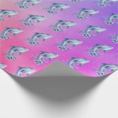 Papier Cadeau Dauphins et fleurs sur l'Arrière - plan arc-en-cie (Coin)