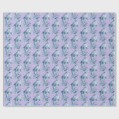 Papier Cadeau Dauphins et fleurs sur violet (Plat)