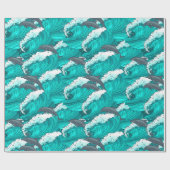 Papier Cadeau Dauphins et vagues (Plat)