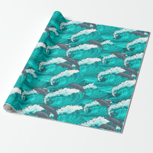 Papier Cadeau Dauphins et vagues