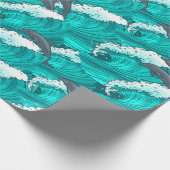 Papier Cadeau Dauphins et vagues (Coin)