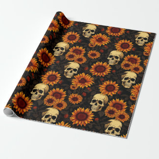 Papier Cadeau Day of the Dead Skull and Sunflowers