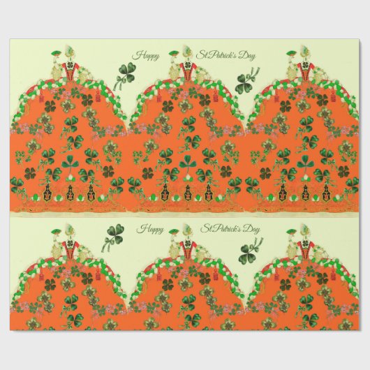 Papier Cadeau DAY ORANGE ET SHAMROCK St. Patricks (Plat)