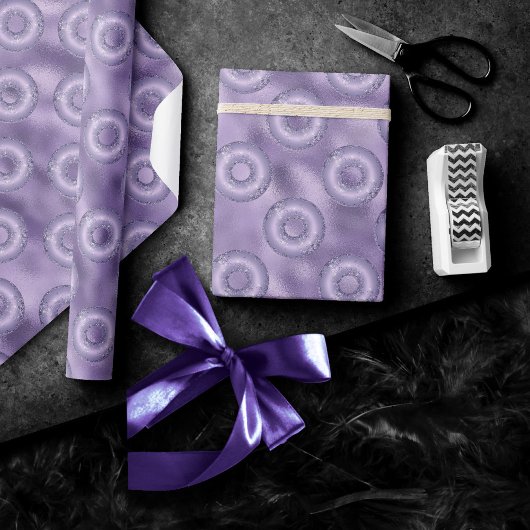 Papier Cadeau Dazzling Donuts | Lavande violet Motif étincelant