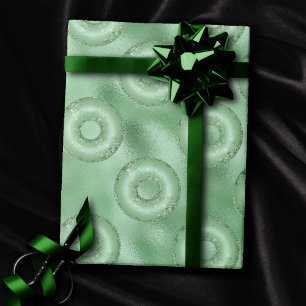 Papier Cadeau Dazzling Donuts   Neo Mint Green Sparkly Motif
