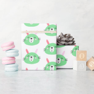 Papier Cadeau De beaux lapins verts