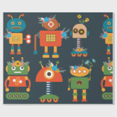 Papier Cadeau De beaux robots conçus par des enfants (Plat)