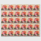 Papier Cadeau De Belles Fleurs Hibiscus, Roses/Rouges, (Plat)