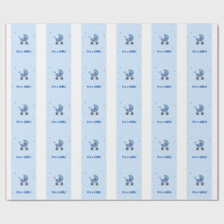 Papier cadeau de bienvenue pour bébé fille BLEU