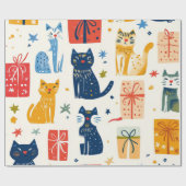 Papier cadeau de chat mignonne - Festive Feline (Plat)