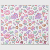 Papier Cadeau de Desserts Pastels Doux (Plat)