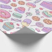 Papier Cadeau de Desserts Pastels Doux (Coin)