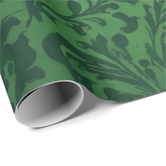 Papier cadeau de fête fleuri vert victorien classi (Coin rond)