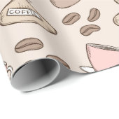 Papier cadeau de la fête du café série de 3 (Coin rond)