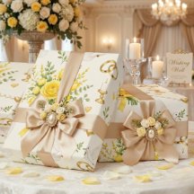 Papier Cadeau de Mariage et de Fiançailles à Fleur