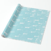 Papier Cadeau De Meteor Stars et Noël Turquoise Motif de Noël (Déroulé)
