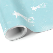 Papier Cadeau De Meteor Stars et Noël Turquoise Motif de Noël (Coin rond)