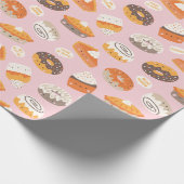 Papier Cadeau De mignons cupcakes, beignets et tartes avec du te (Coin)