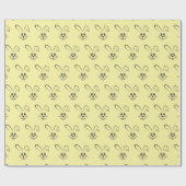 Papier Cadeau De Mignons lapins Sur Jaune (Plat)