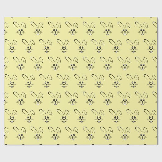 Papier Cadeau De Mignons lapins Sur Jaune (Plat)