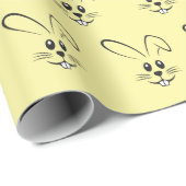 Papier Cadeau De Mignons lapins Sur Jaune (Coin rond)