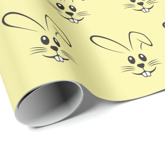 Papier Cadeau De Mignons lapins Sur Jaune (Coin rond)