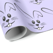 Papier Cadeau De Mignons lapins Sur Violet (Coin rond)