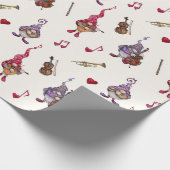 Papier Cadeau De Mignons Musiciens Nains Donnent un Concert de F (Coin)