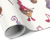 Papier Cadeau De Mignons Musiciens Nains Donnent un Concert de F (Coin rond)