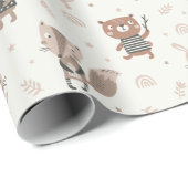 Papier Cadeau De mignons petits animaux dans les tons terre (Coin rond)