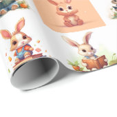 Papier Cadeau De mignons petits lapins à lire (Coin rond)
