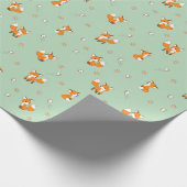 Papier Cadeau De mignons petits renards verts (Coin)