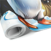 Papier Cadeau De mignons pingouins dans un style de dessin animé (Coin rond)