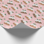 Papier Cadeau De mignons poudings de noël sur rose clair (Coin)