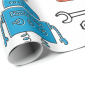 Papier Cadeau De mignons robots à doodle. Motif sans couture. Ch (Coin rond)