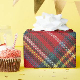 Papier cadeau de Noël à carreaux tartan rouge clas
