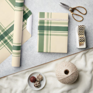 Papier Cadeau de Noël à carreaux vert Heritage Cla