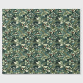 Papier cadeau de Noël à feuillage vert (Plat)