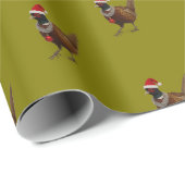 Papier cadeau de Noël à motif de faisan (Coin rond)