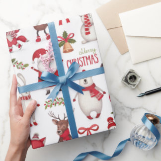 Papier cadeau de Noël Animaux de la forêt