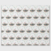 Papier cadeau de Noël avec image de cheval (Plat)