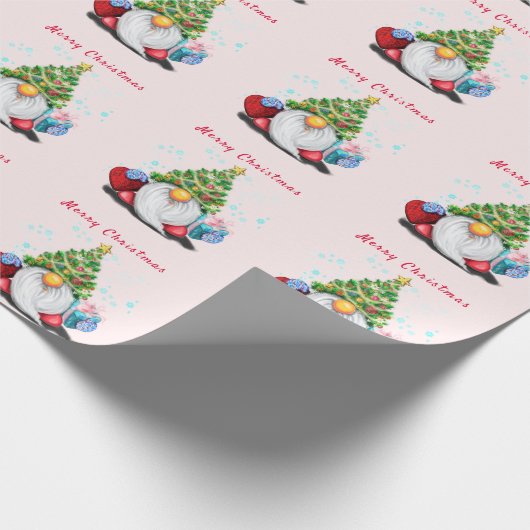 Papier cadeau de Noël avec mignonne Gnome (Coin)