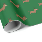 Papier cadeau de Noël avec teckels (Coin rond)