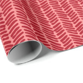 Papier Cadeau de Noël avec Zigzag Rose Corail Roug (Coin rond)