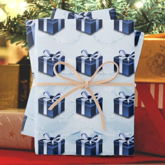 Papier cadeau de Noël bleu