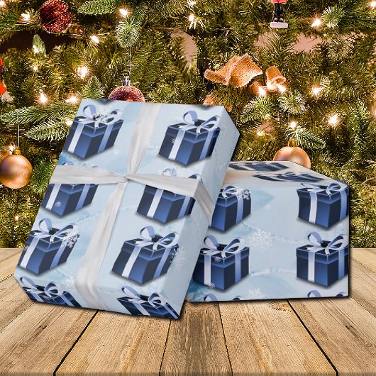 Papier cadeau de Noël bleu