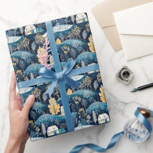 Papier cadeau de Noël bleu scandinave