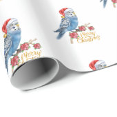 Papier cadeau de Noël Budgie (Coin rond)