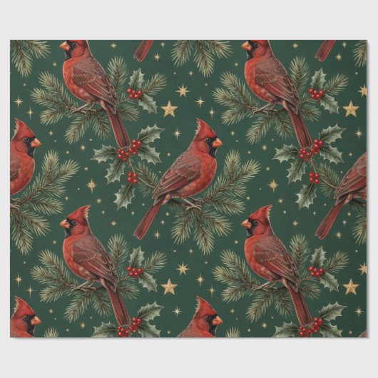 Papier cadeau de Noël Cardinal (Plat)