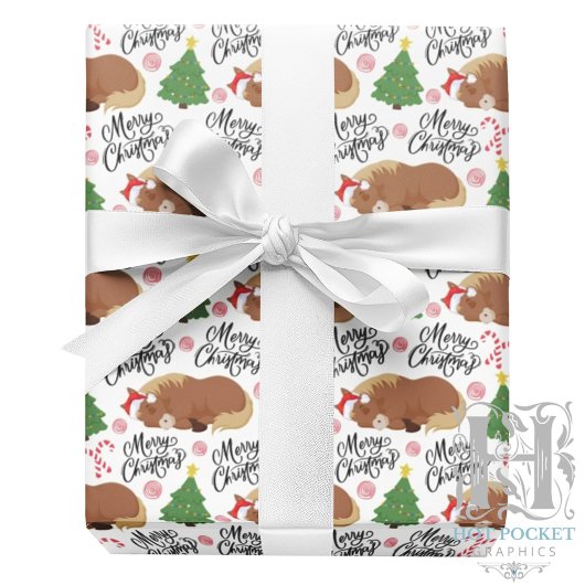 Papier Cadeau de Noël Cheval